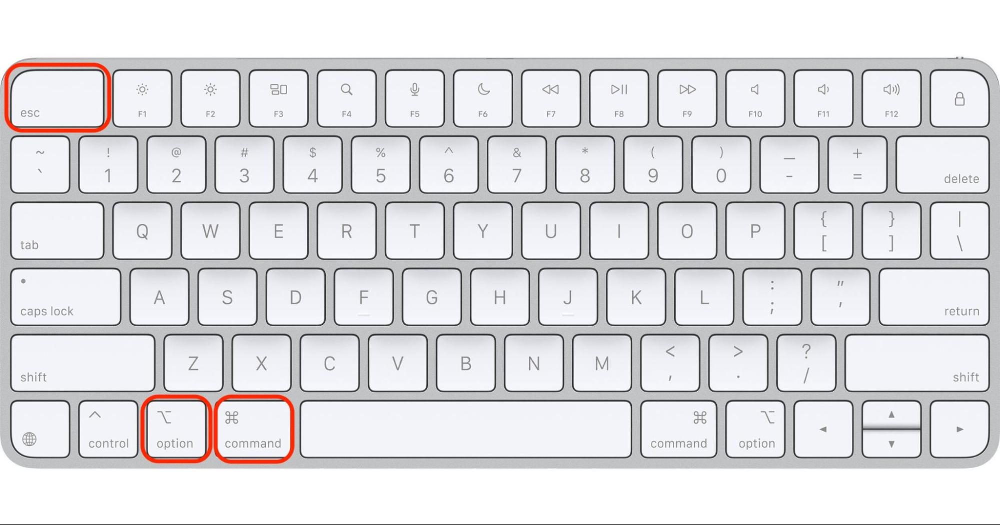 Press and hold the Option (Alt), Command, and Esc keys together on your Mac keyboard to open the Force Quit Applications window.