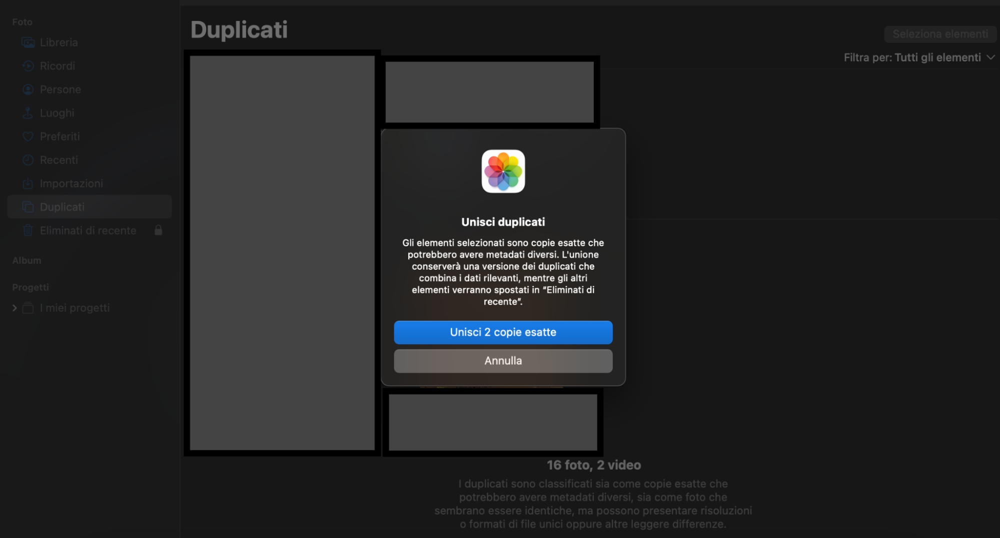 Finally, confirm that you want to merge the duplicated photos. The Photos app will remove all the unneeded copies in your library, leaving you with one.