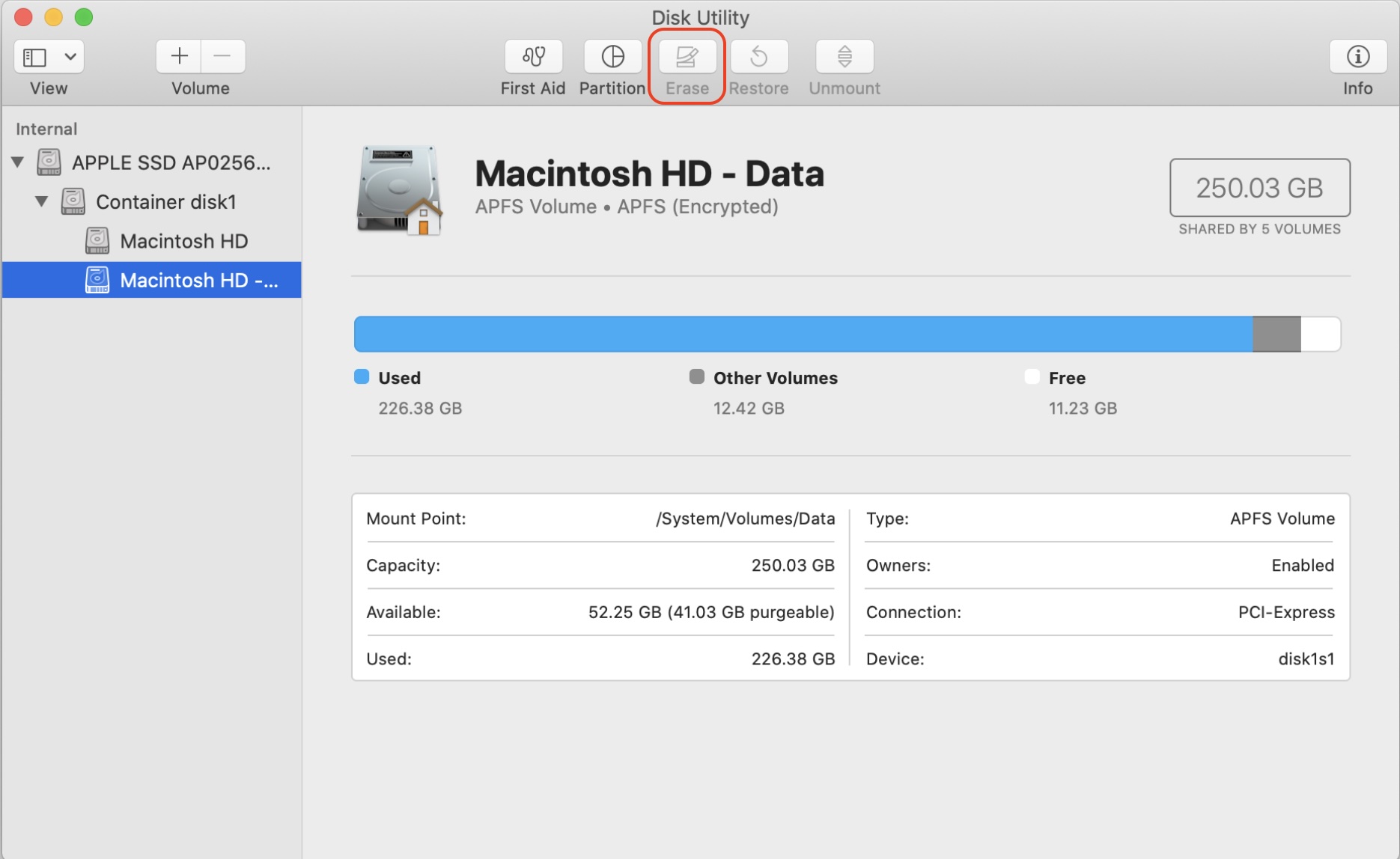  A Macintosh HD startup disk in Disk Utility on Mac. Before you reset OS X El Capitan, you'll need to erase the Macintosh HD to remove the existing macOS install.