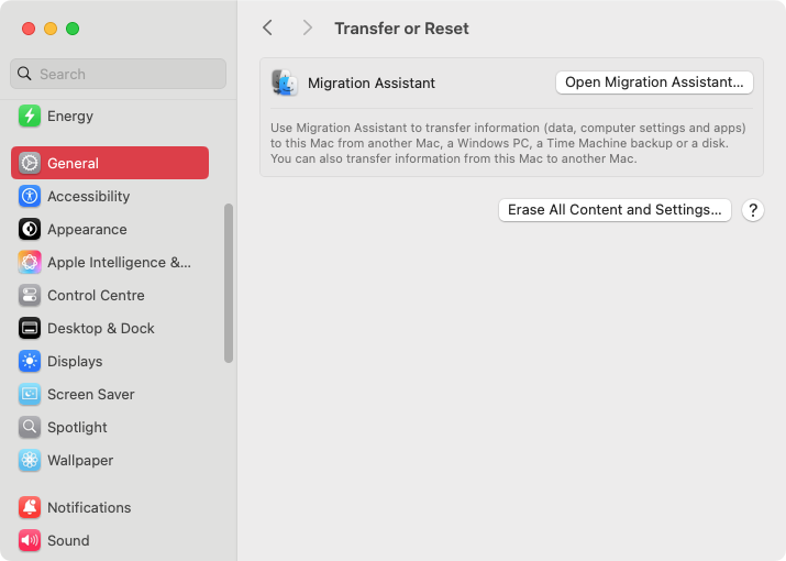 Unfortunately, some users have said macOS Sequoia failed in the middle of the setup process. If that happens to you, go to Transfer or Reset in your System Settings and click 'Erase All Content and Settings'.
