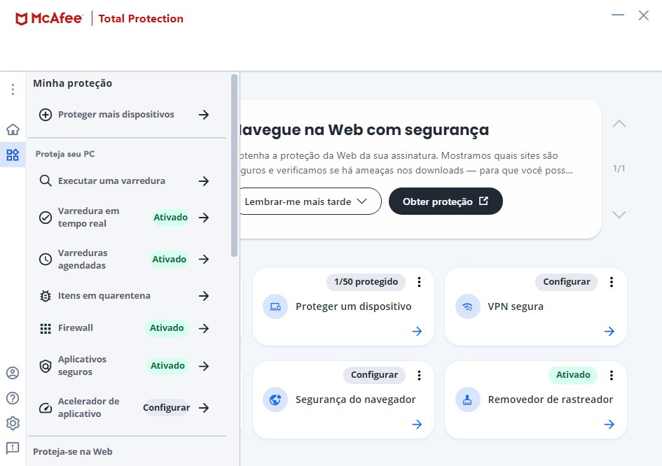 O Antivírus da McAfee está disponível para uma grande variedade de sistemas operacionais. Existem várias versões, cada uma com diferentes opções.