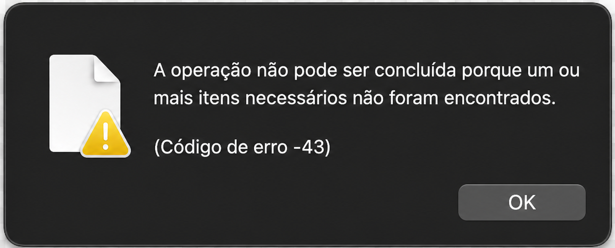 Às vezes, pode aparecer o código de erro -43. Você não poderá eliminar os arquivos do seu dispositivo até resolver esse problema.