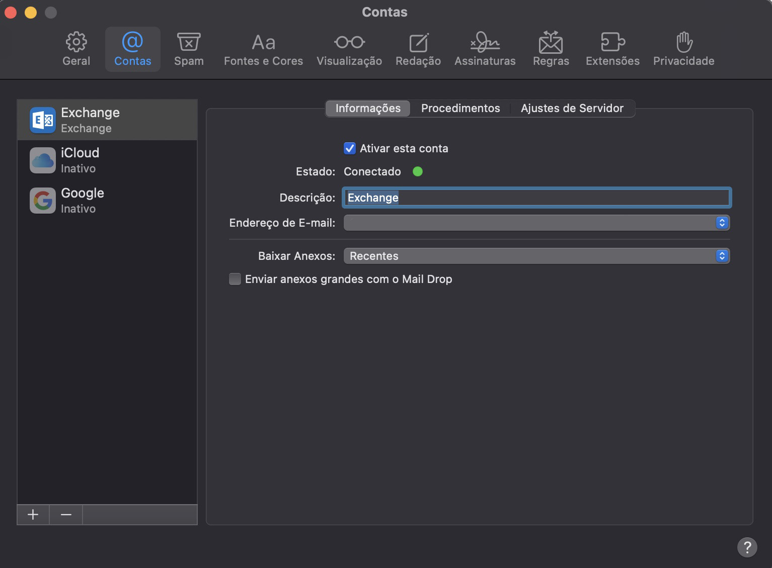Para selecionar permanentemente um servidor de saída de email (SMTP) diferente na janela de composição, comece abrindo o app Mail > Ajustes > Contas.