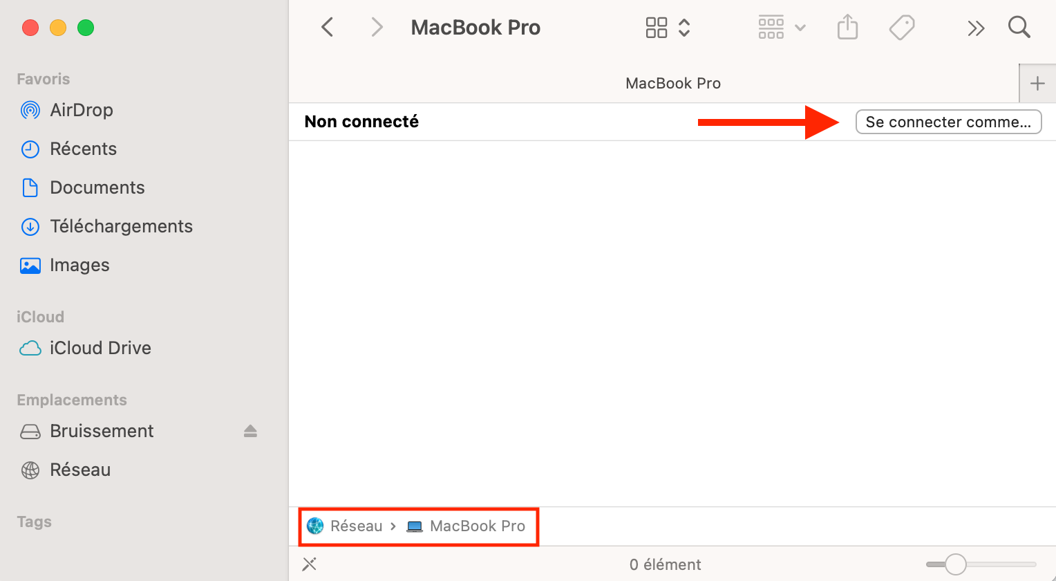 Revenez à votre Mac principal et utilisez Finder pour vous connecter au dossier partagé, où votre sauvegarde Time Machine sera stockée. Revenez à votre Mac principal et utilisez Finder pour vous connecter au dossier partagé, où votre sauvegarde Time Machine sera stockée.