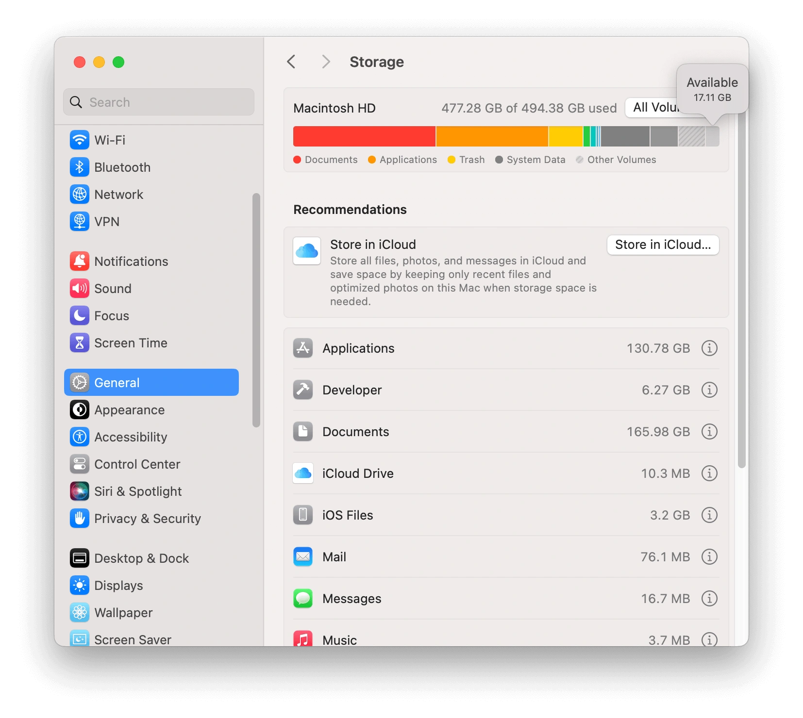 Check if you have enough storage available for your software update installation to prevent it from showing the Failing to personalize error.