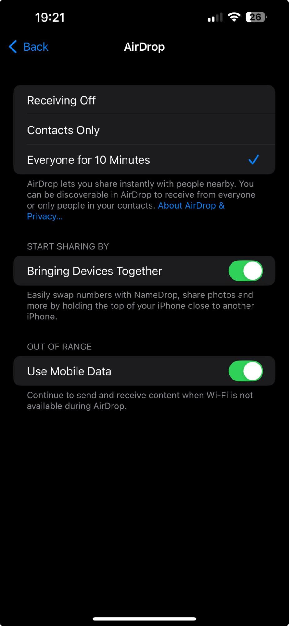In AirDrop settings, you can remove receiving restrictions. Just select Everyone for 10 Minutes or Everyone to stop AirDrop waiting.