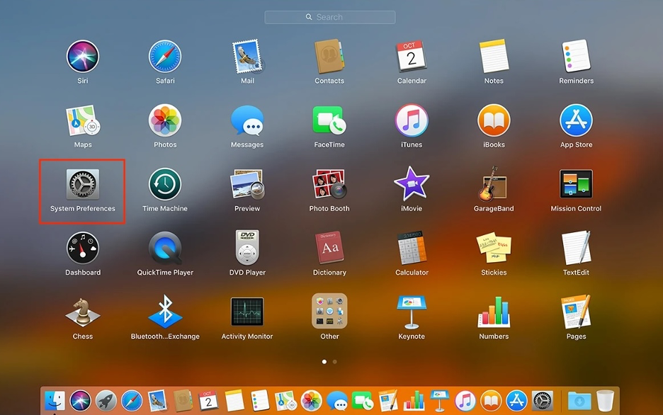 To launch System Preferences from Launchpad on your Mac, find and double-click on the System Preferences app.