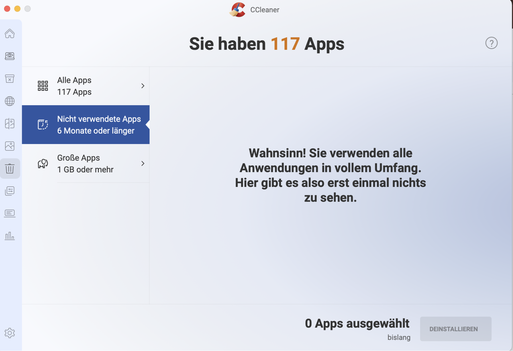CCleaner zeigt Ihnen die Apps an, die Sie nach einem Scan auf Ihrem Gerät löschen können. Sie können diese problemlos deinstallieren.