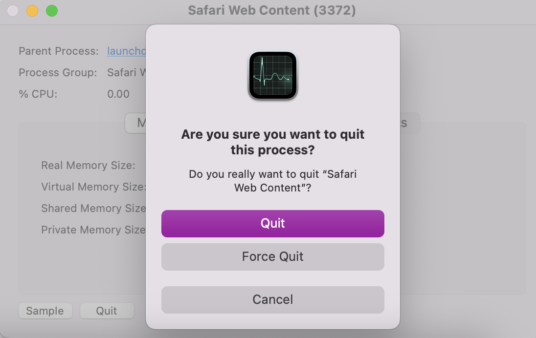 In the list, look for any processes related to the unwanted app, right-click, and press Quit. You may be asked to confirm your action by pressing Quit again or Force Quit.