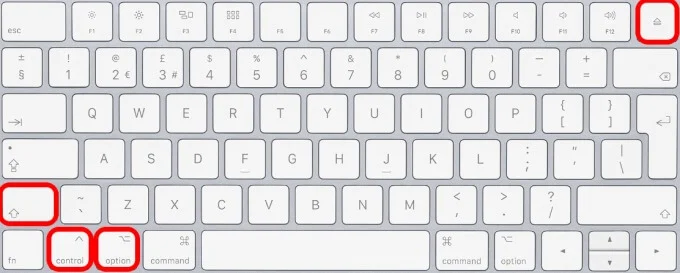 After restarting your Mac, hold Shift + Control + Option and press the Power button for 10 seconds to reset the System Management Controller.