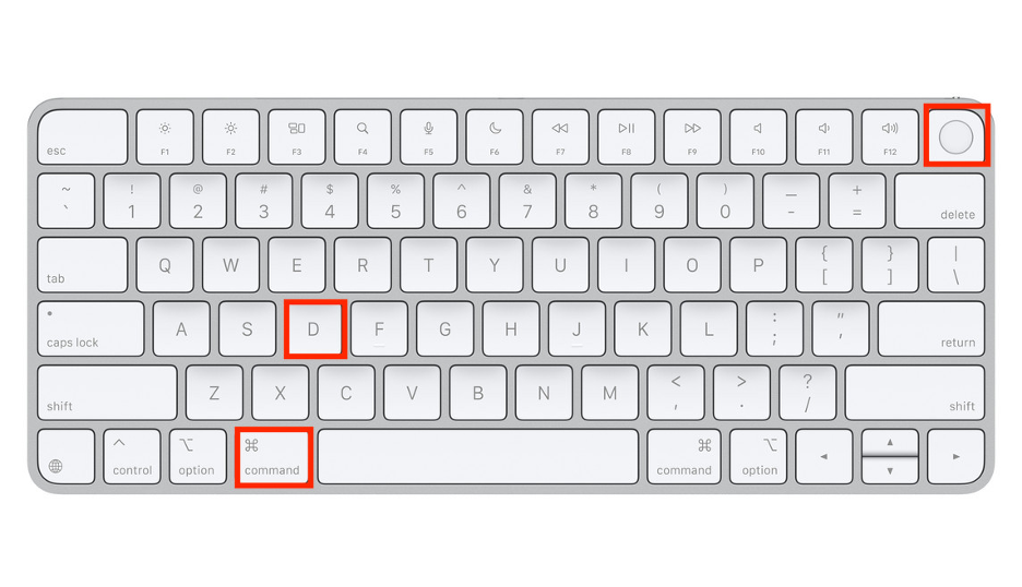 To run Apple Diagnostics on your Mac, press the power button, then press and hold the Command+D keys.