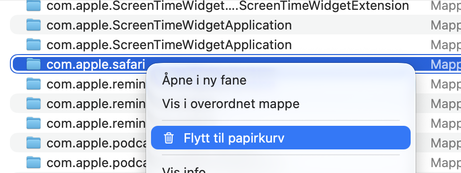 Finn Safaris innstillingsfil, og slett den deretter. Flytt den til papirkurven på Macen din, og tøm deretter papirkurven for å fullstendig slette filen.
