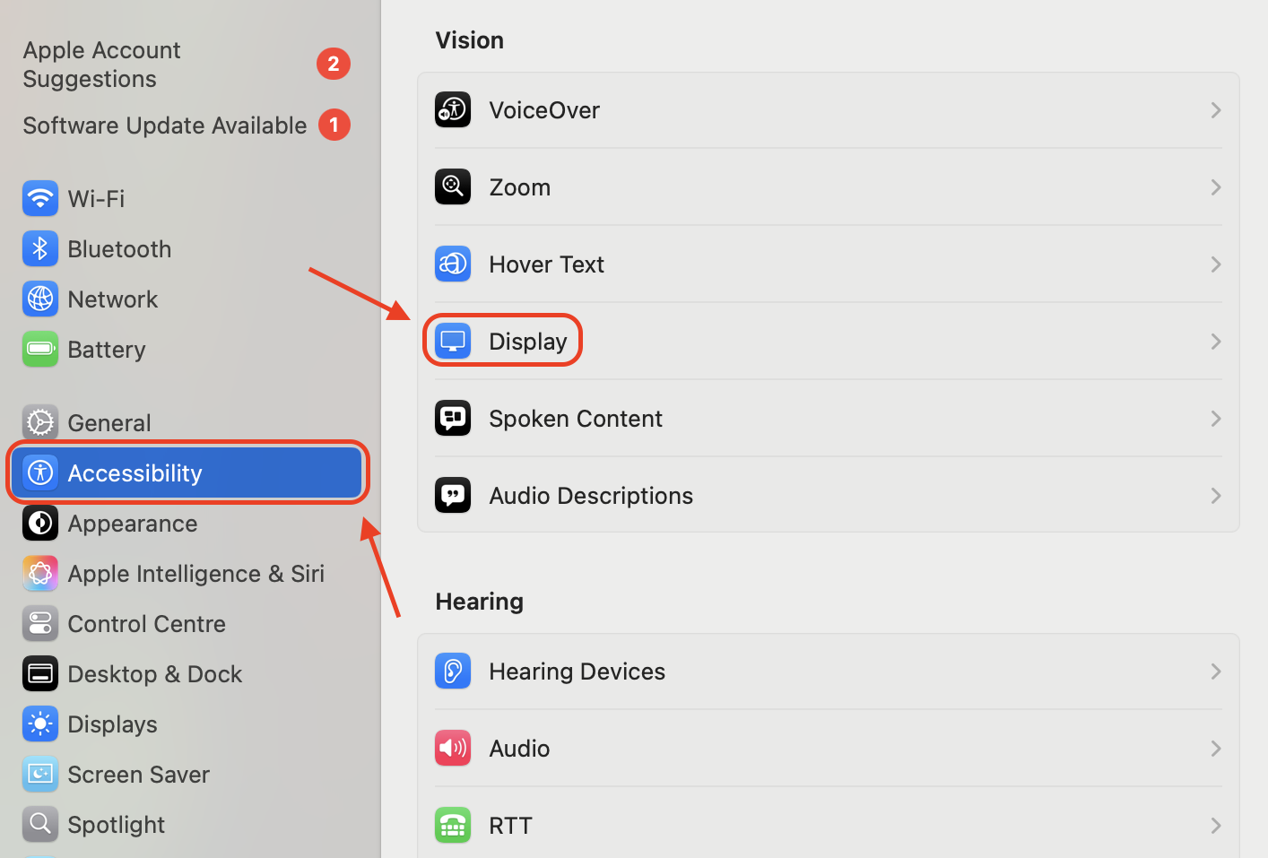 Go to Mac System Settings, open Accessibility > Display, and disable animations to reduce CPU load and enhance system performance.