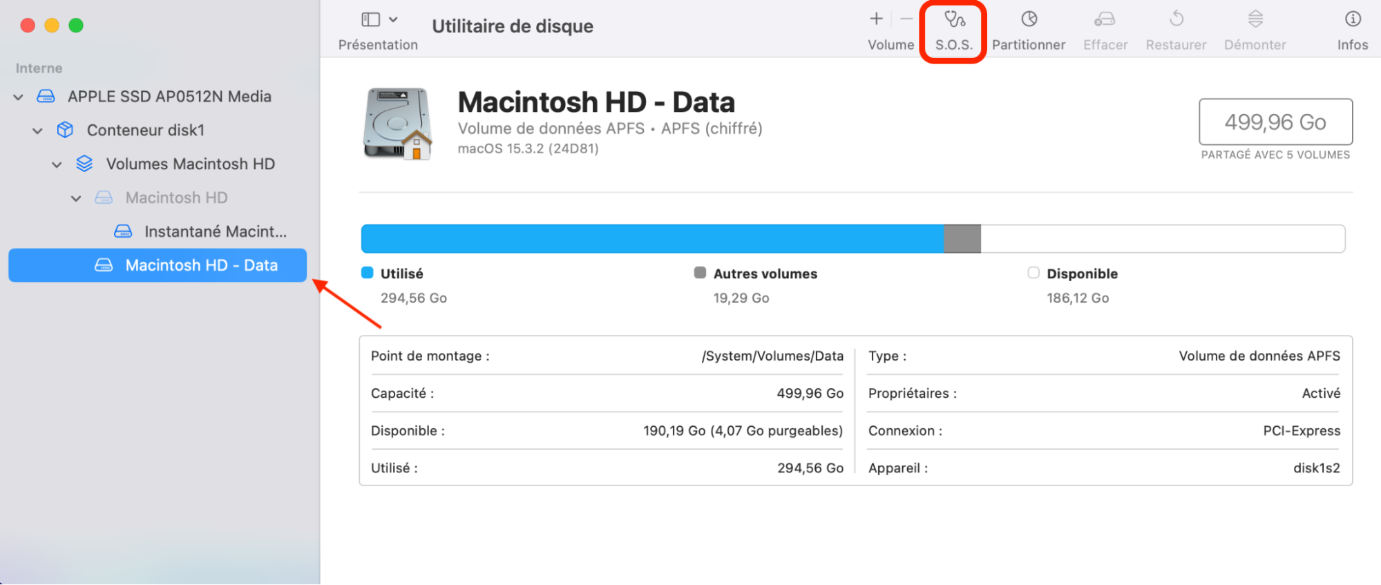 Dans l’Utilitaire de disque, sélectionnez votre volume de démarrage Macintosh HD puis l’outil S.O.S. pour réparer les autorisations de disque sur le disque dur interne de votre Mac. Dans l’Utilitaire de disque, sélectionnez votre volume de démarrage Macintosh HD puis l’outil S.O.S. pour réparer les autorisations de disque sur le disque dur interne de votre Mac.
