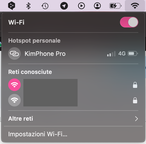 Clicca sull'icona Wi-Fi per controllare la connessione di rete