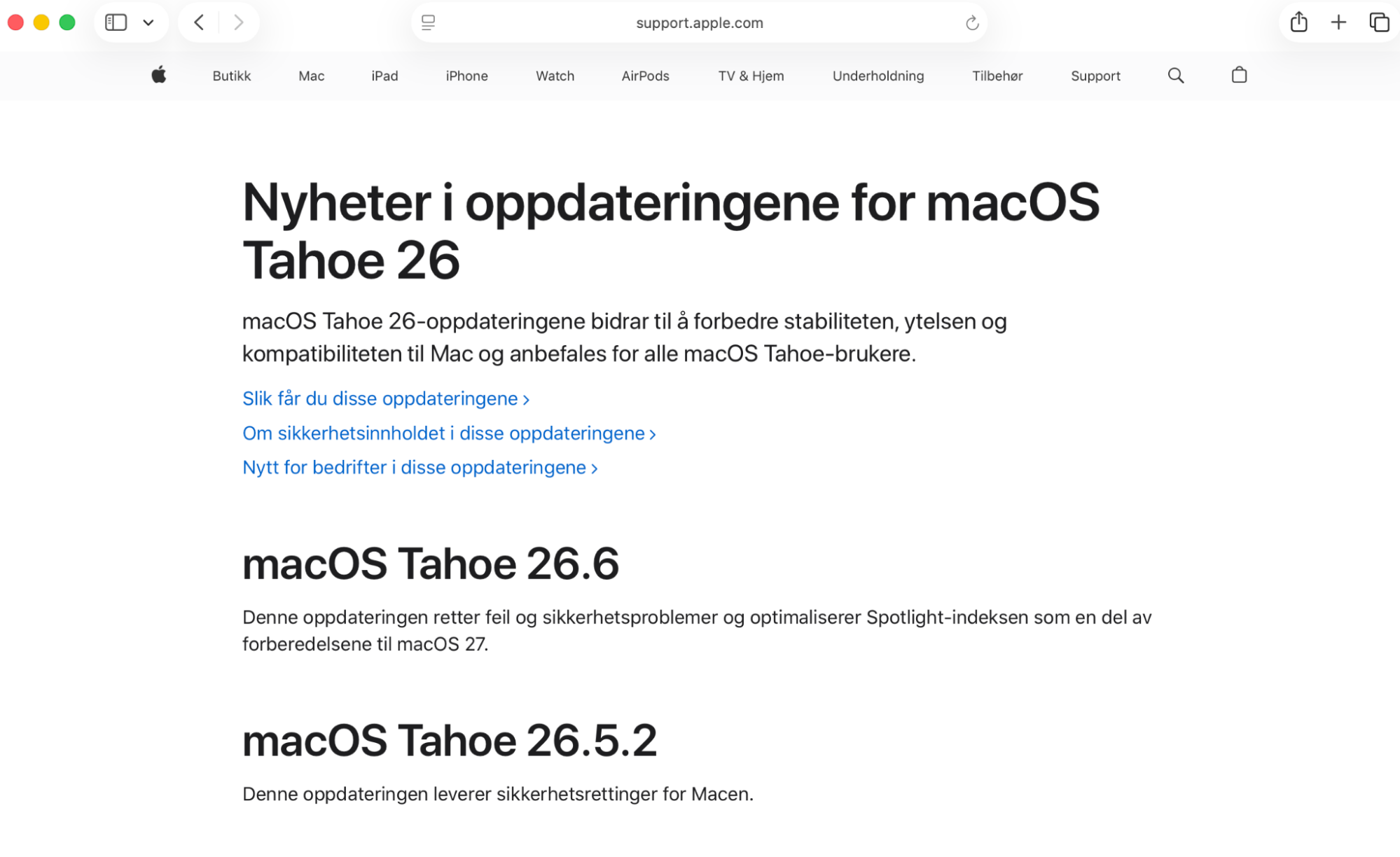 For å sjekke kompatibiliteten til den nyeste macOS-oppdateringen, kan du gå til Apples offisielle nettside for mer informasjon om funksjoner, kompatible Mac-modeller og systemkrav.
