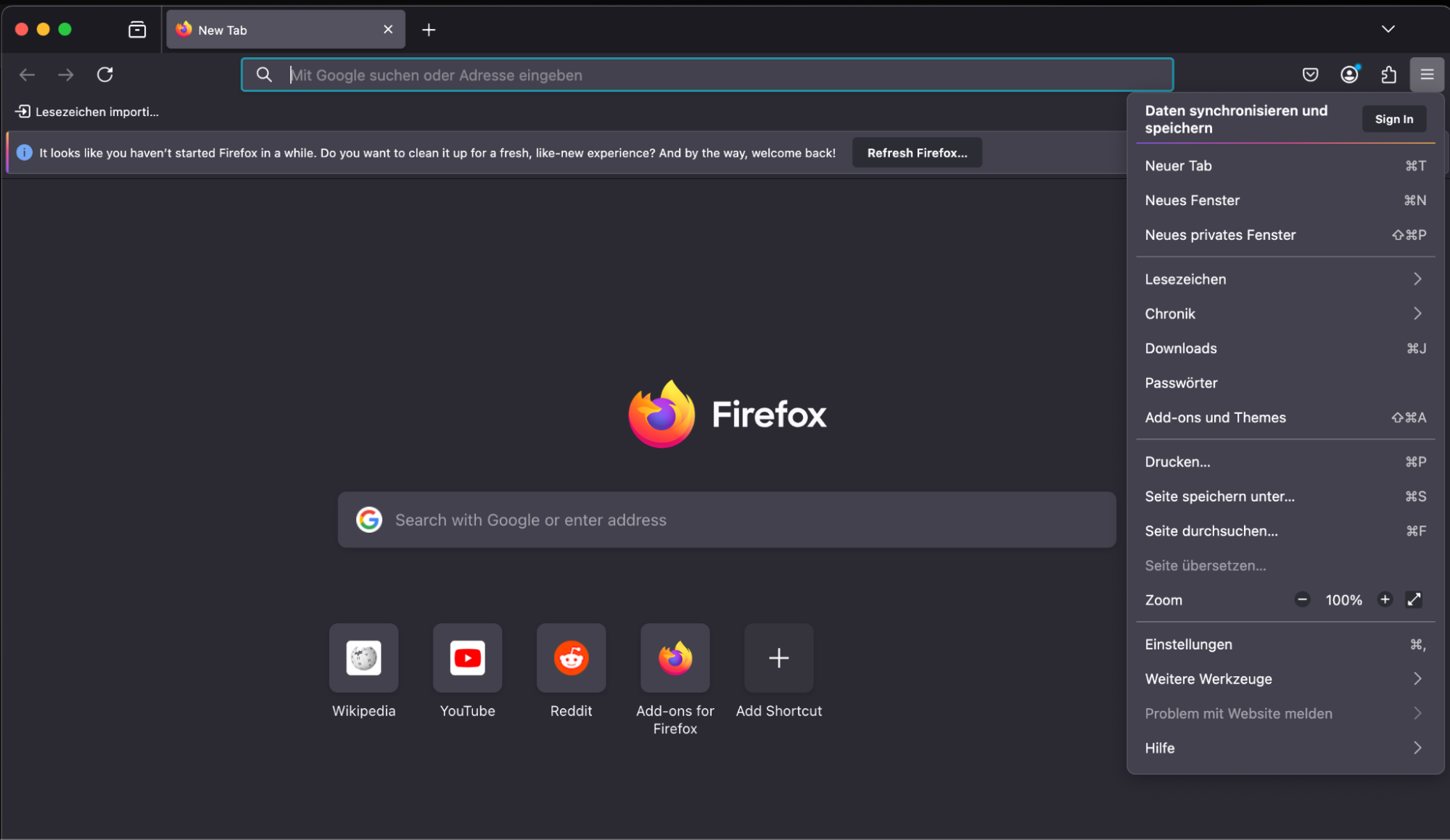 Um Adobe Flash Player in Mozilla Firefox zu verwenden, müssen Sie zunächst den Firefox-Browser auf Ihrem Mac-Gerät öffnen und auf die drei Punkte klicken. Daraufhin wird eine weitere Liste angezeigt, in der Sie auf Add-ons klicken müssen.