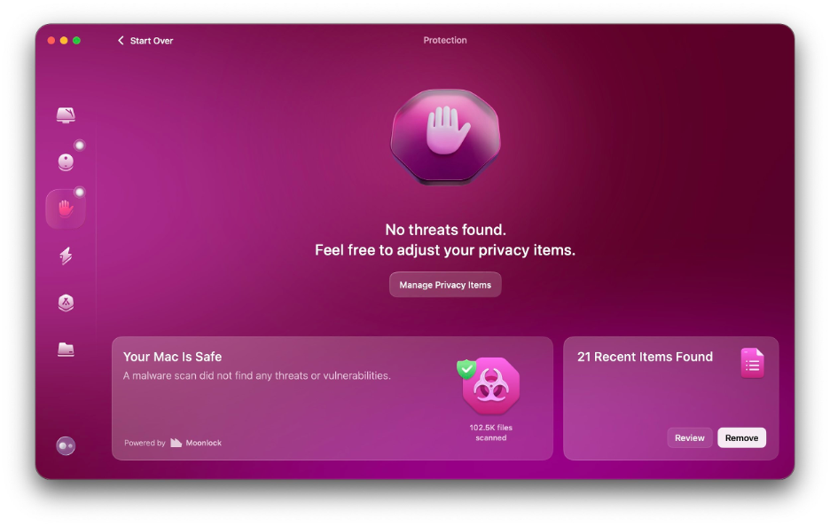 CleanMyMac offers great protection for your Mac against potential virus and malware threats.