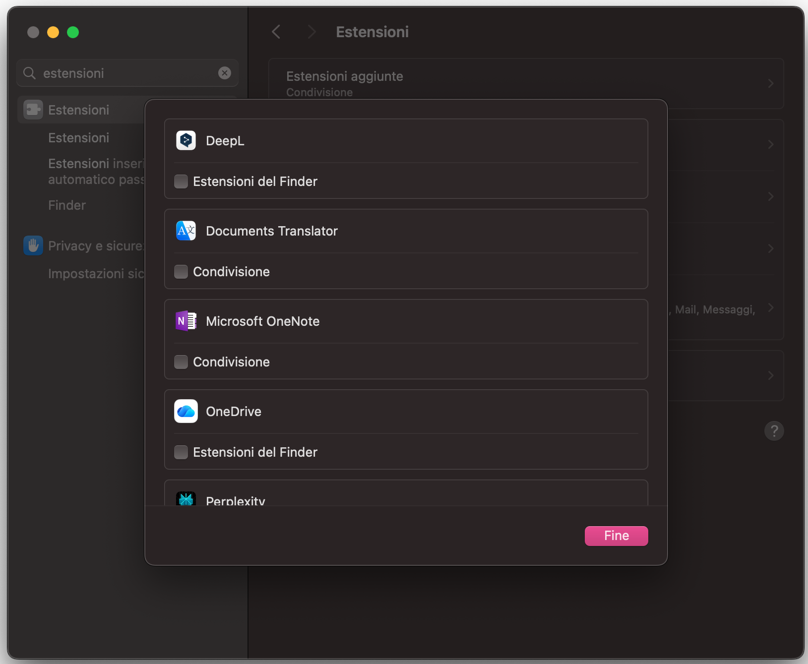Gestisci le estensioni presenti sul tuo Mac disattivandone temporaneamente alcune o tutte, per verificare se questo aiuta a risolvere il problema.