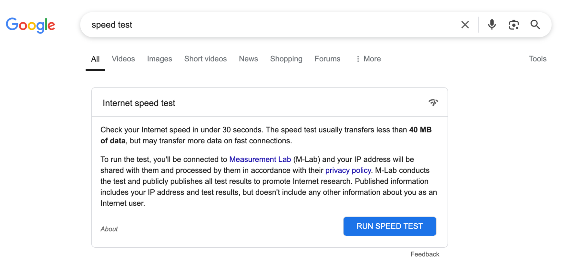 If your internet connection is too slow, it can cause problems with updating your Mac to Sonoma. You can check your internet speed using an online speed checker like the one built into Google search.