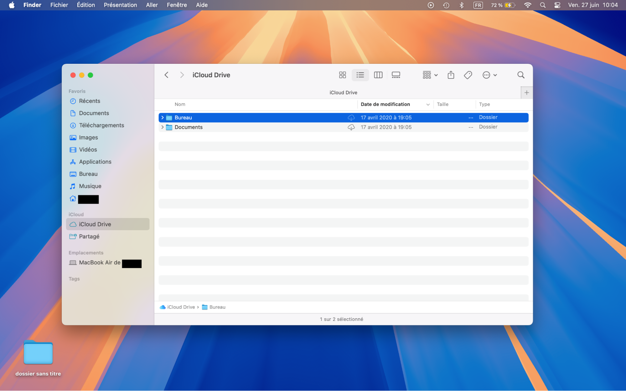 Retrouvez les icônes de bureau manquantes sur votre Mac en utilisant iCloud Drive. Cliquez sur Finder et sélectionnez iCloud Drive dans la barre latérale. Ouvrez le dossier Bureau, copiez tout ce qu’il contient, et collez-le sur votre bureau.