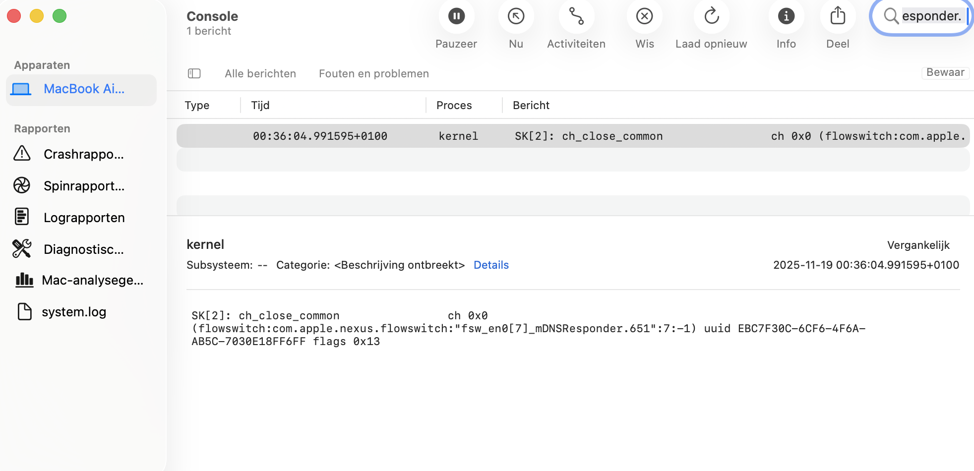 Ga terug naar Console nadat je de vereiste stappen voor het legen van de DNS-cache in Terminal hebt uitgevoerd. Als je je DNS-cache recent niet hebt leeggemaakt, zou je hier je records moeten vinden.