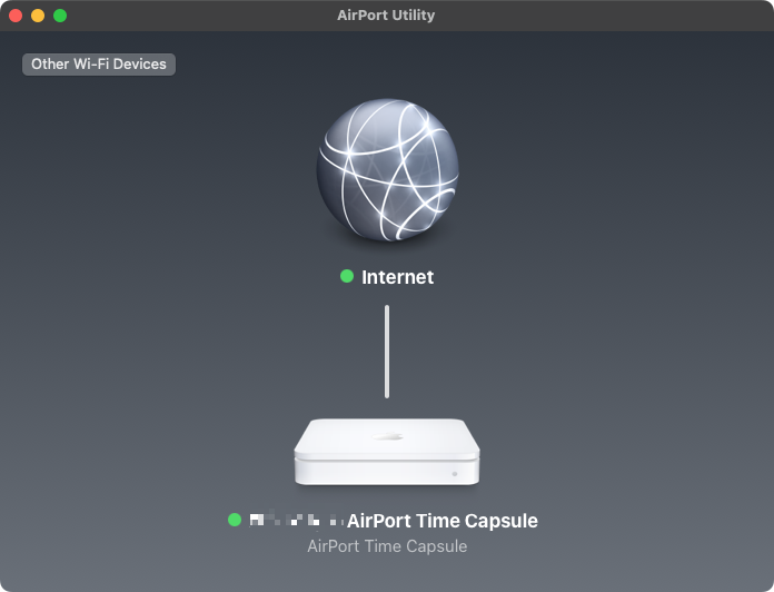 Si tu Time Capsule está encendida y conectada a la red, debería aparecer en la aplicación Utilidad Airport, que está en Aplicaciones > Utilidades. Si tu Time Capsule está encendida y conectada a la red, debería aparecer en la aplicación Utilidad Airport, que está en Aplicaciones > Utilidades.