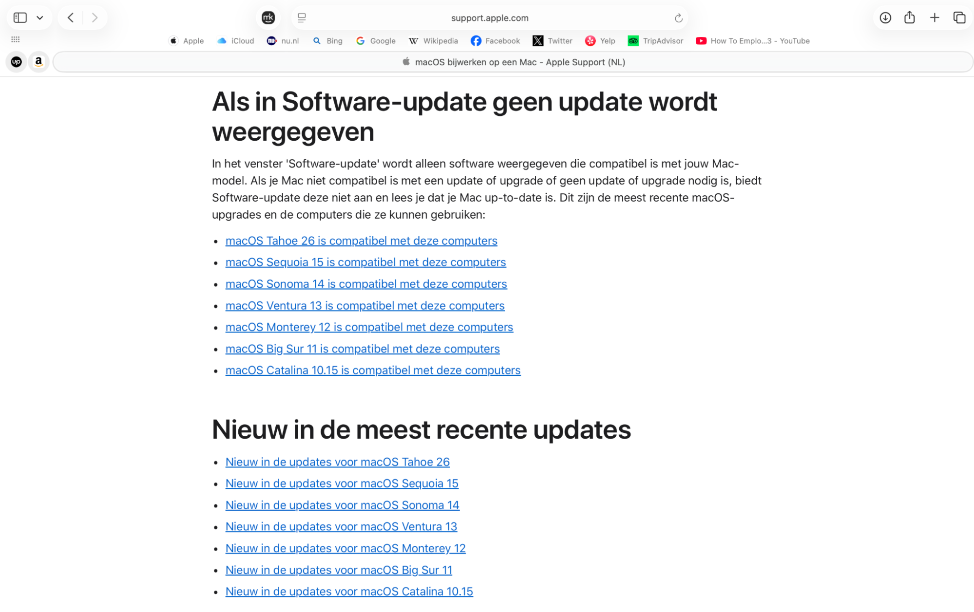 Om de compatibiliteit voor de nieuwste macOS-update te controleren, ga je naar de officiële Apple-website of naar de macOS-updatepagina voor meer informatie over functiemogelijkheden en systeemvereisten.