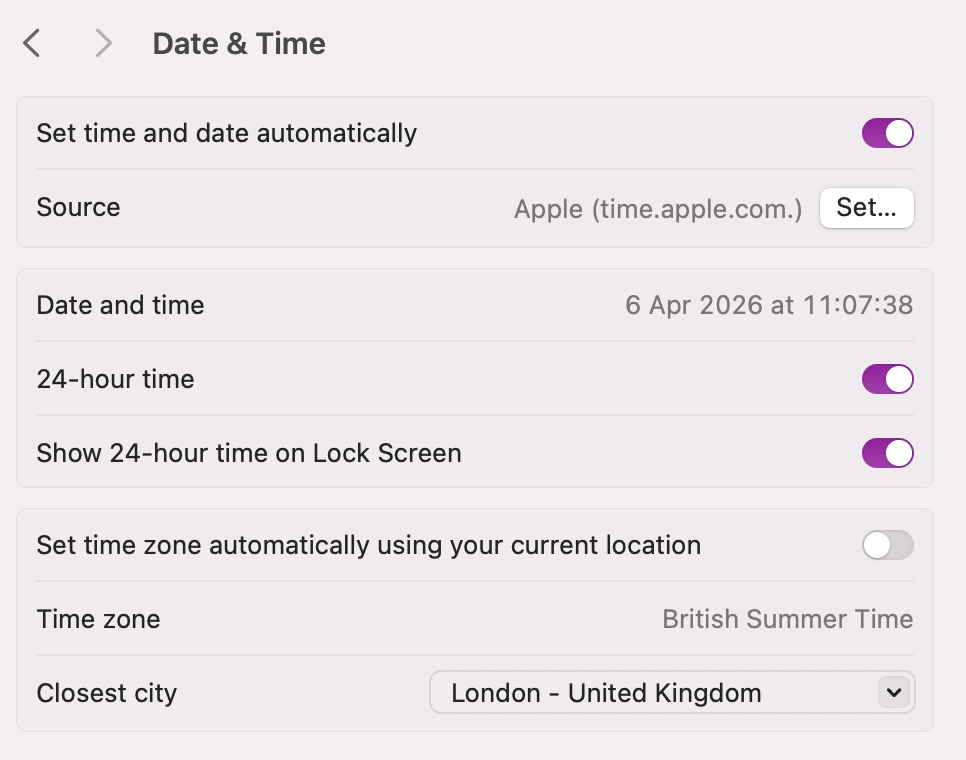 You'll see an option that will allow you to set your date and time automatically. If it's not already, turn it on and your date and time will always stay up to date.