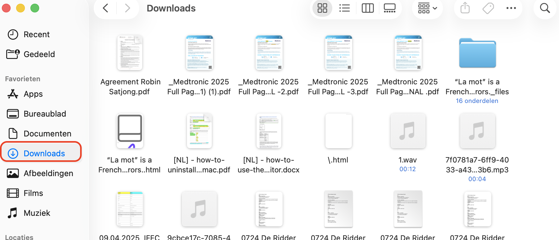 Om opslagruimte op de Mac vrij te maken, ga naar Finder en selecteer Downloads in de linkerzijbalk.