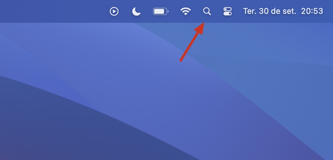 Comece a limpar o cache DNS no seu Mac acessando o aplicativo Spotlight. Você pode acessá-lo pela barra de busca ou pressionando command + S no teclado.