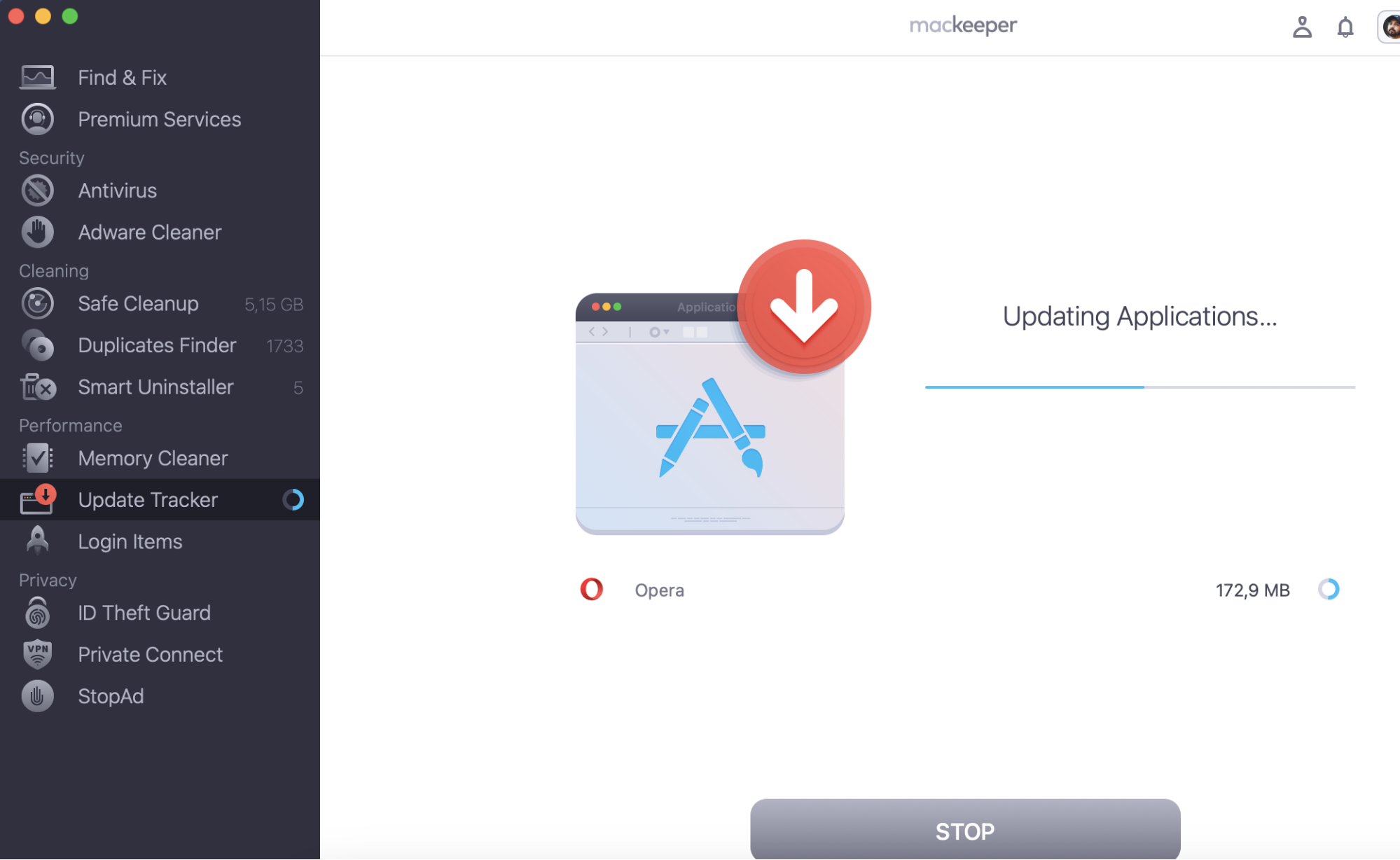 Wait until MaKeeper's Update Tracker finishes updating chosen apps.