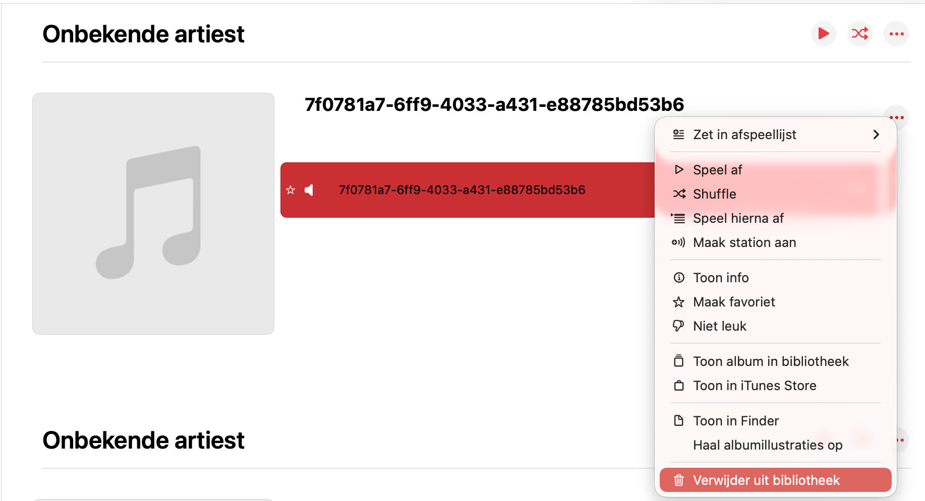 Selecteer in het menu met de drie puntjes de optie ‘Verwijder download’ om nummers te verwijderen.