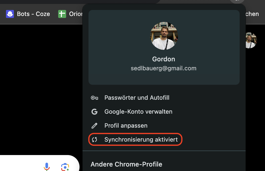 Klicken Sie in einem neuen Fenster auf die Schaltfläche Synchronisierung aktiviert.