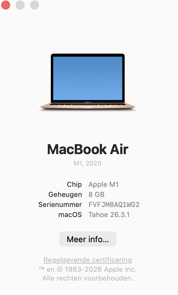 Als je Mac een Intel-processor gebruikt, zie je dit in de apparaatgegevens. De processor wordt weergegeven in het gedeelte Processor van het pop-upvenster.
