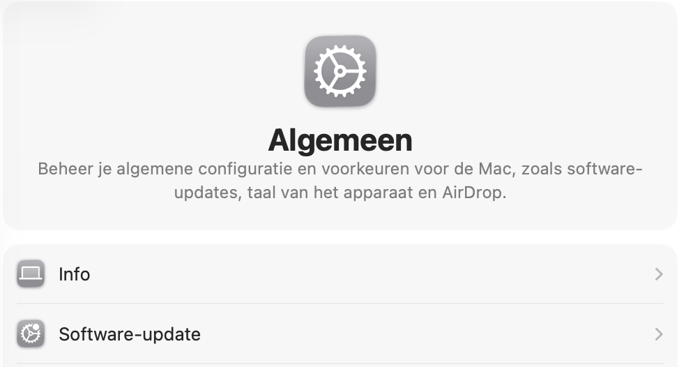 Apple brengt software-updates uit om veel problemen op te lossen, en deze kunnen helpen om RAM op je Mac vrij te maken. Ga naar Systeeminstellingen > Algemeen > Software-update om te controleren of er een update beschikbaar is.