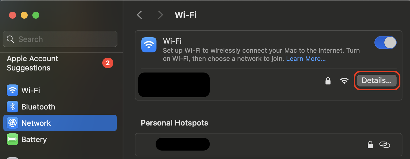 Select your Wi-Fi network, click Details, and toggle the Private Wi-Fi Address setting off and on to refresh your connection and improve syncing reliability.