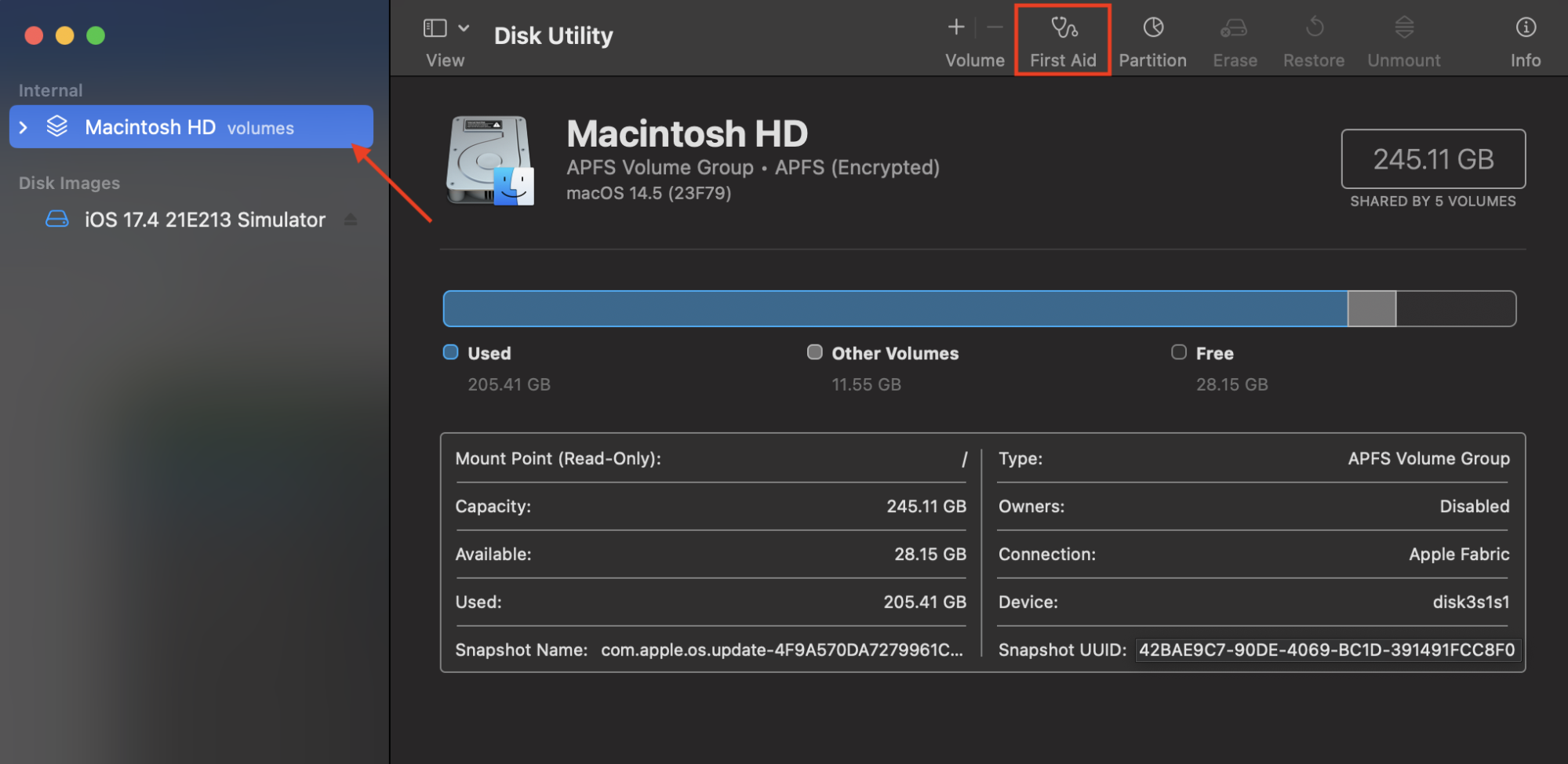 Disk Utility in Recovery mode on Mac. Run First Aid on your Mac's startup disk to fix any errors when your Mac gets stuck in Recovery mode.