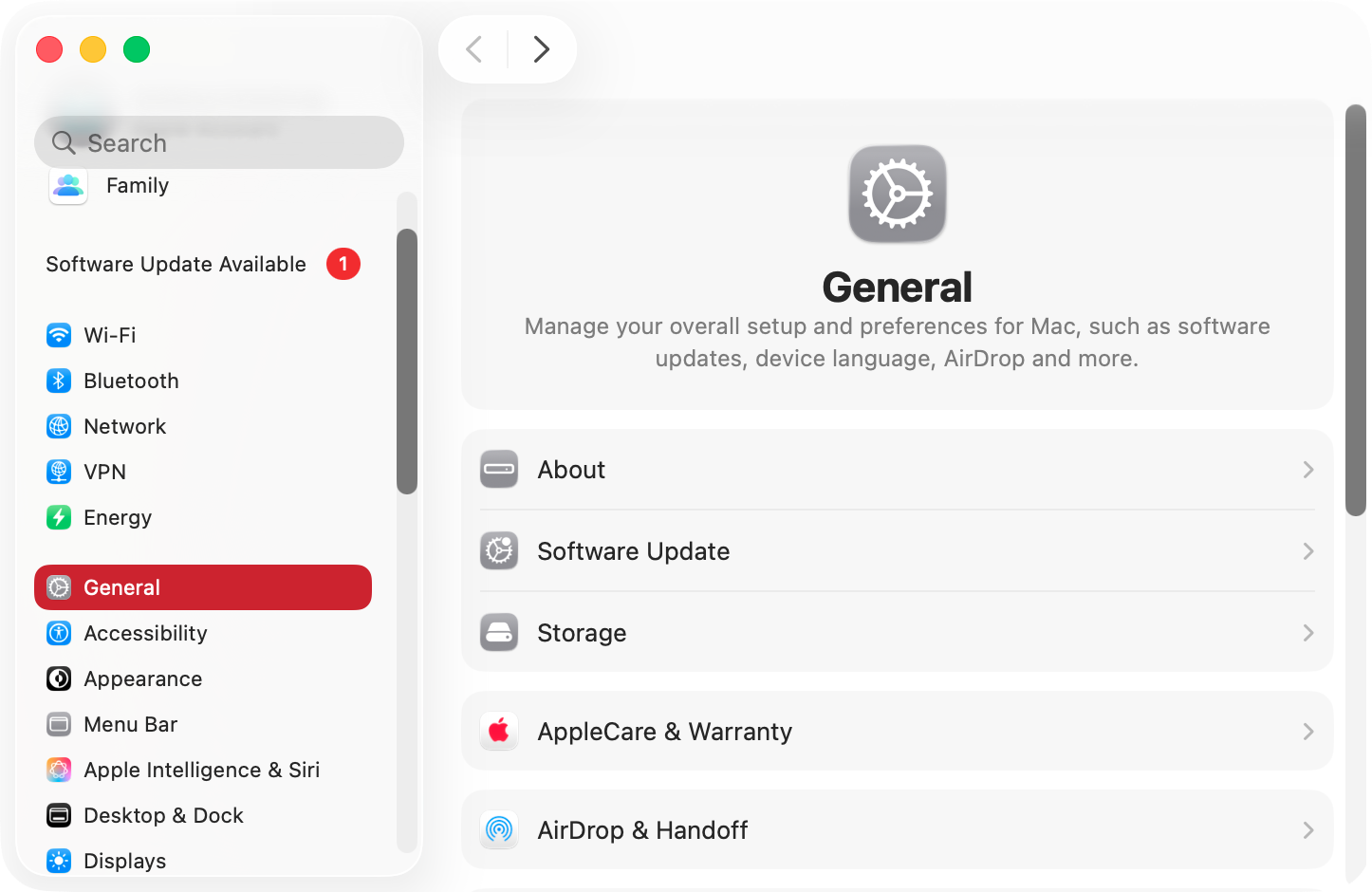 Another quick way to see what type of processor your Mac has is to look it up in your macOS System Settings. You'll find this information in the General > About section.