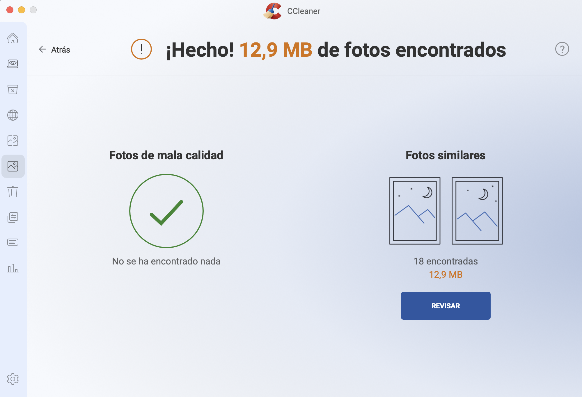 Una vez que CCleaner encuentra tus imágenes en Mac, puedes optar por quitarlas sin demasiada dificultad. Después de hacer eso, también liberarás más espacio en tu dispositivo.