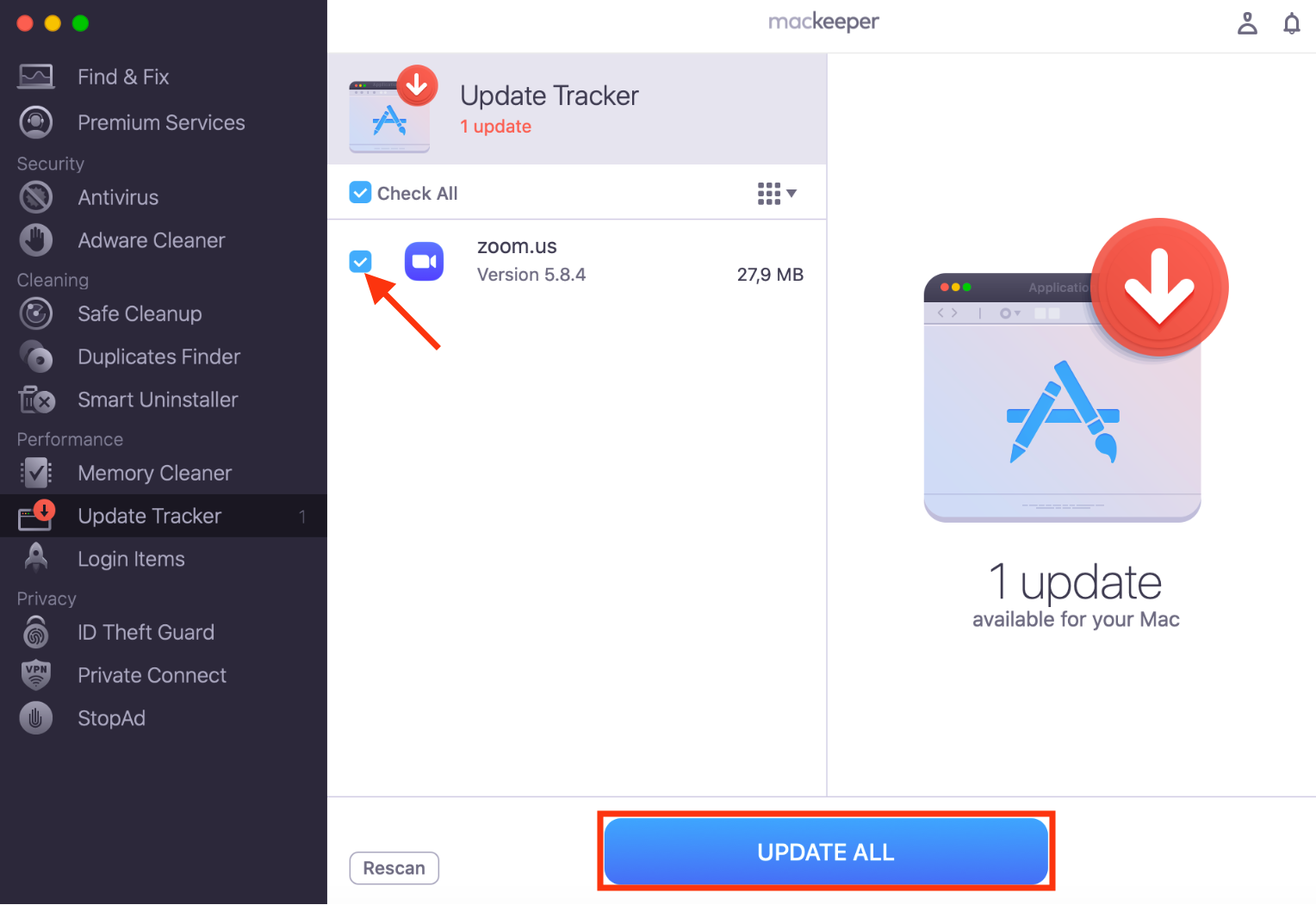 The Update Tracker tool inside MacKeeper on Mac. When you want to know how to update Excel on Mac, use MacKeeper's Update Tracker to find and install new versions of all your macOS apps.