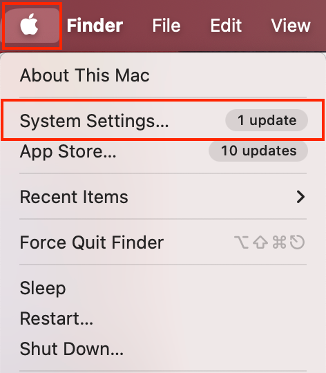 To check the settings of your modifier keys and solve the Command key issue on your Mac, go to the Apple icon and select System Settings.
