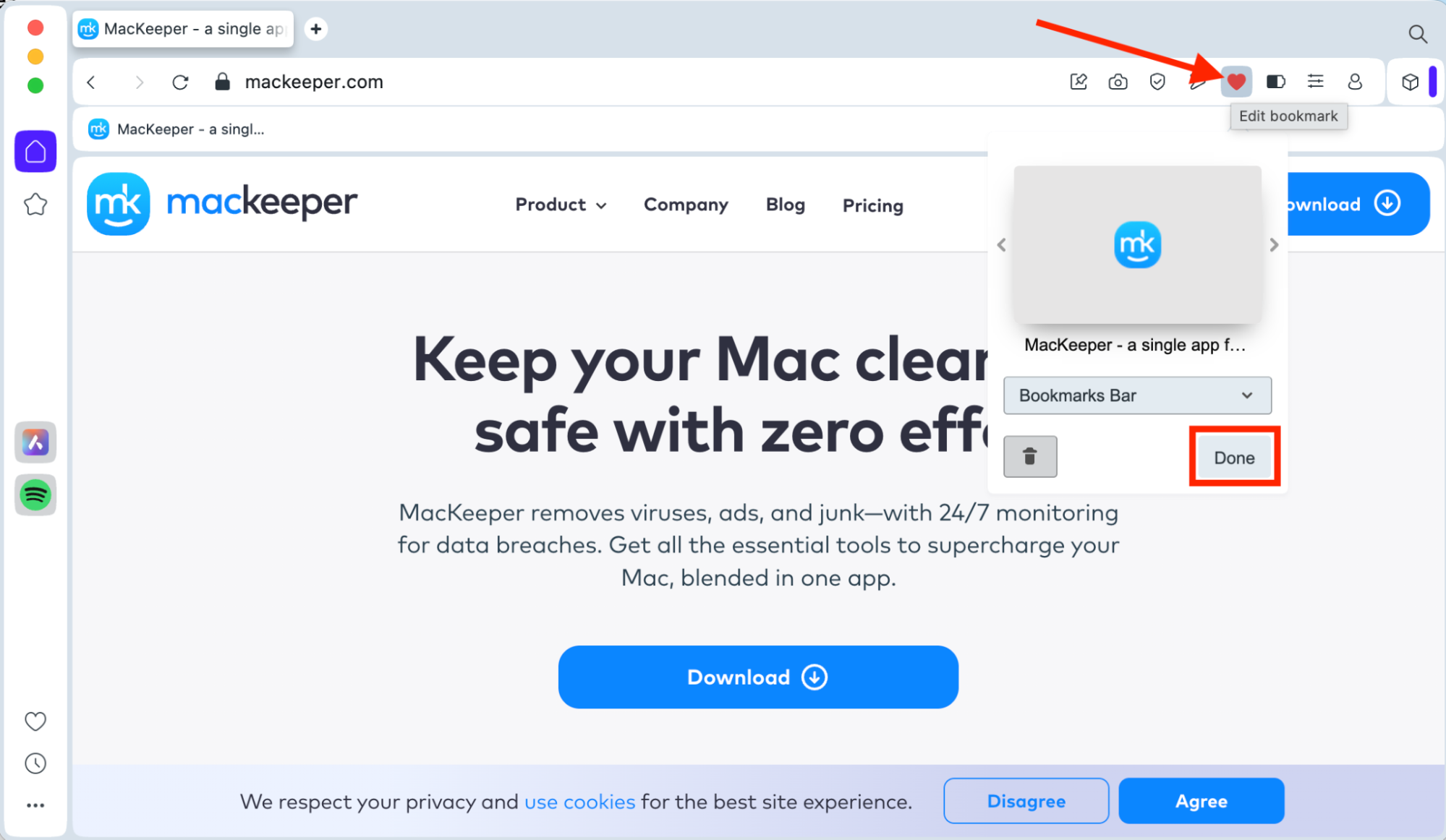 The bookmarks feature inside Opera on Mac. This is how to favorite a website on Mac inside the Opera browser.