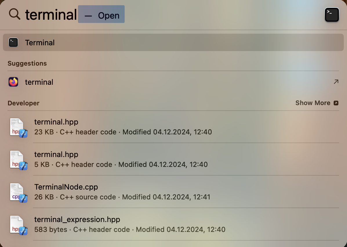 Open Spotlight or Launchpad, type Terminal in the search bar, and click the Terminal app to launch it.