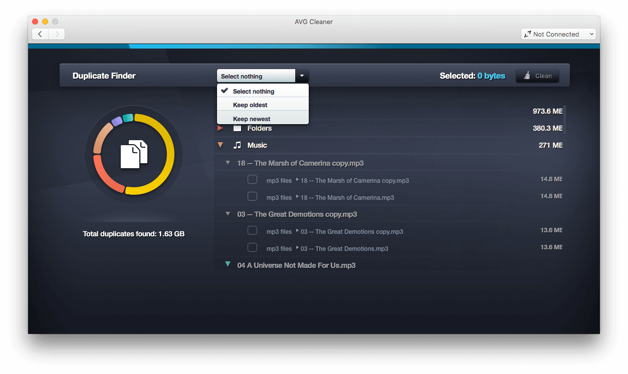 When the scan for duplicates across different folders, including duplicate pictures, documents, videos, and music files, is completed by the Duplicate Finder, select the unnecessary files and delete them.