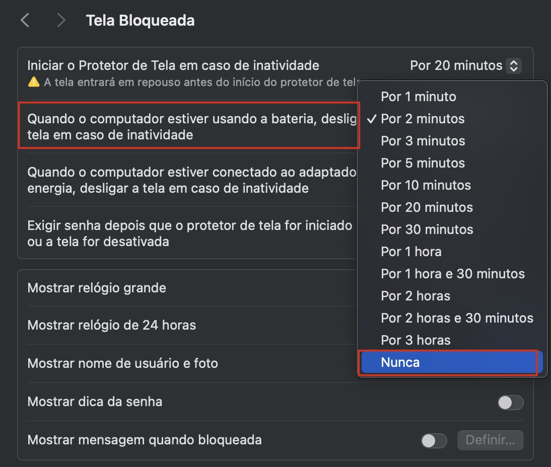 Ao conectar um MacBook a um monitor externo, ele não deve entrar em repouso quando a tampa é fechada. Você também pode ajustar essa configuração nos Ajustes do Sistema.