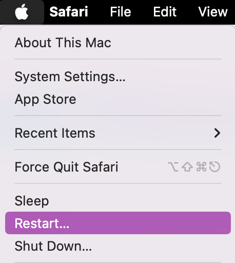 To enter macOS Recovery, with an Intel Apple device, you’ll need to start by clicking on the Apple Icon and restarting your Mac.