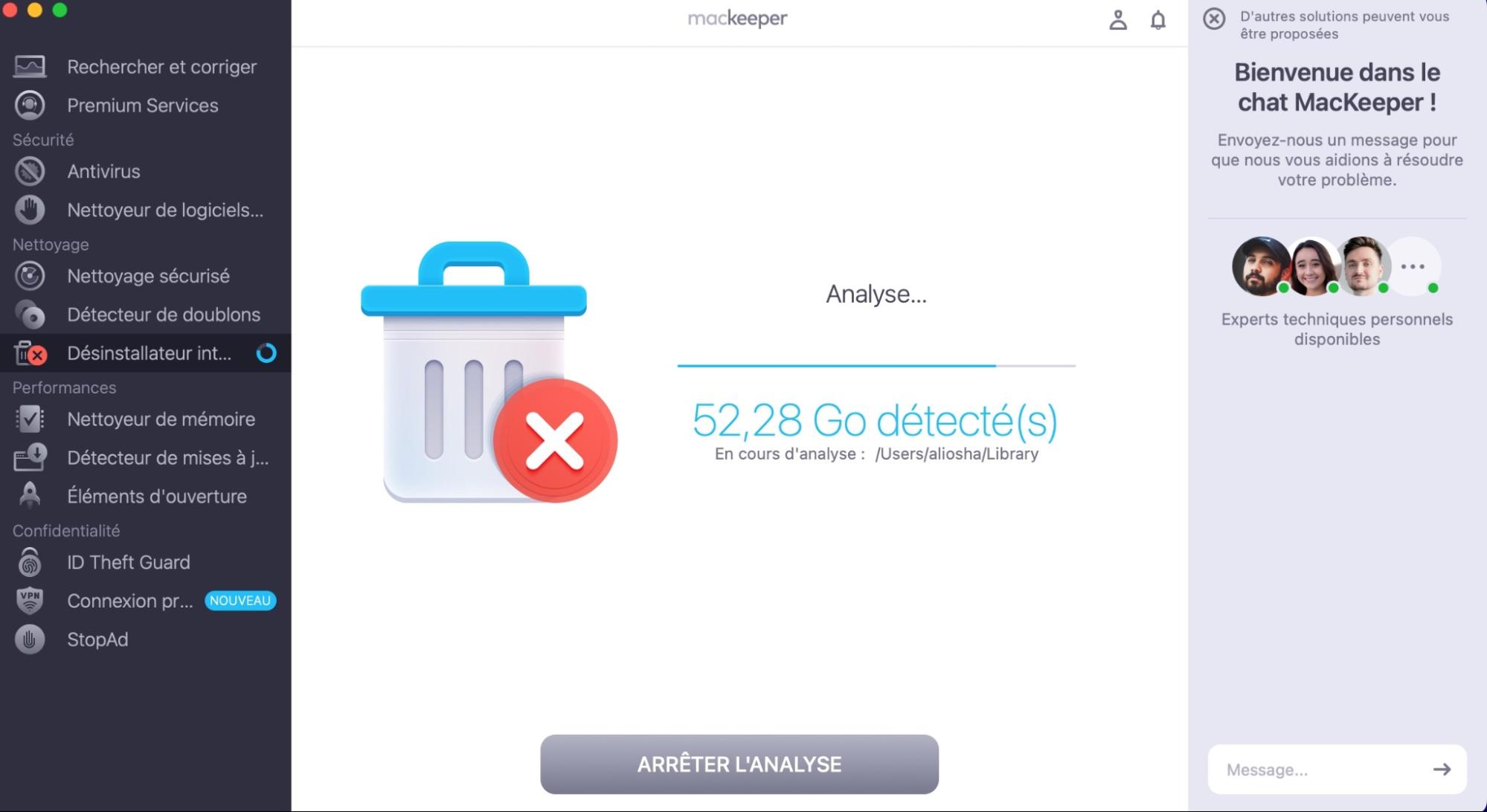 Le Désinstallateur intelligent de MacKeeper analyse alors votre Mac.