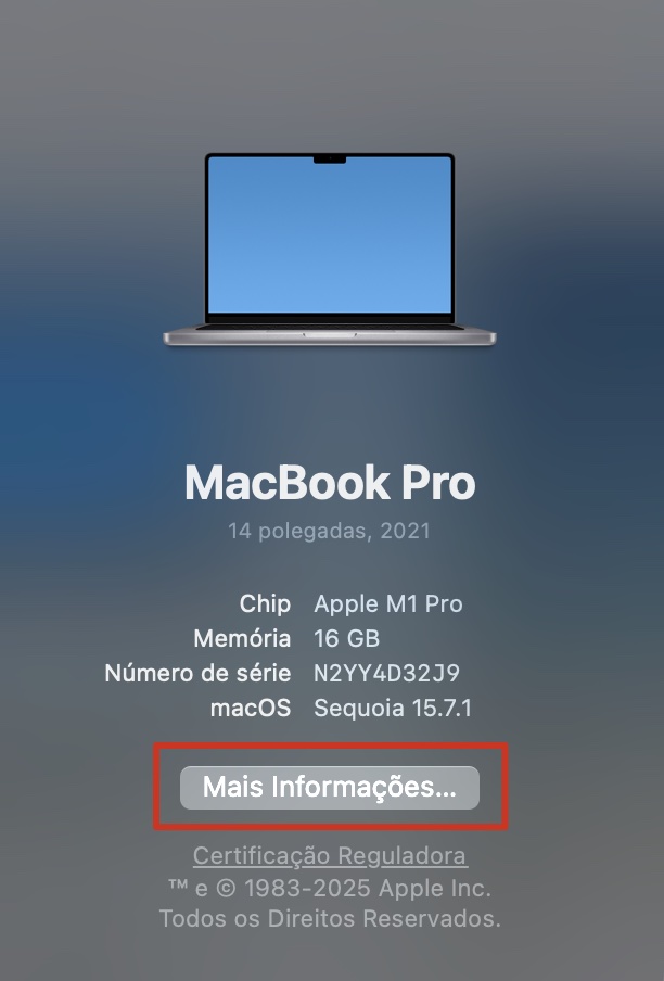 Selecione Mais Informações para descobrir quanto espaço você ainda tem no seu Mac. Se você estiver enfrentando kernel panics, isso pode ser devido ao espaço limitado disponível no seu dispositivo.