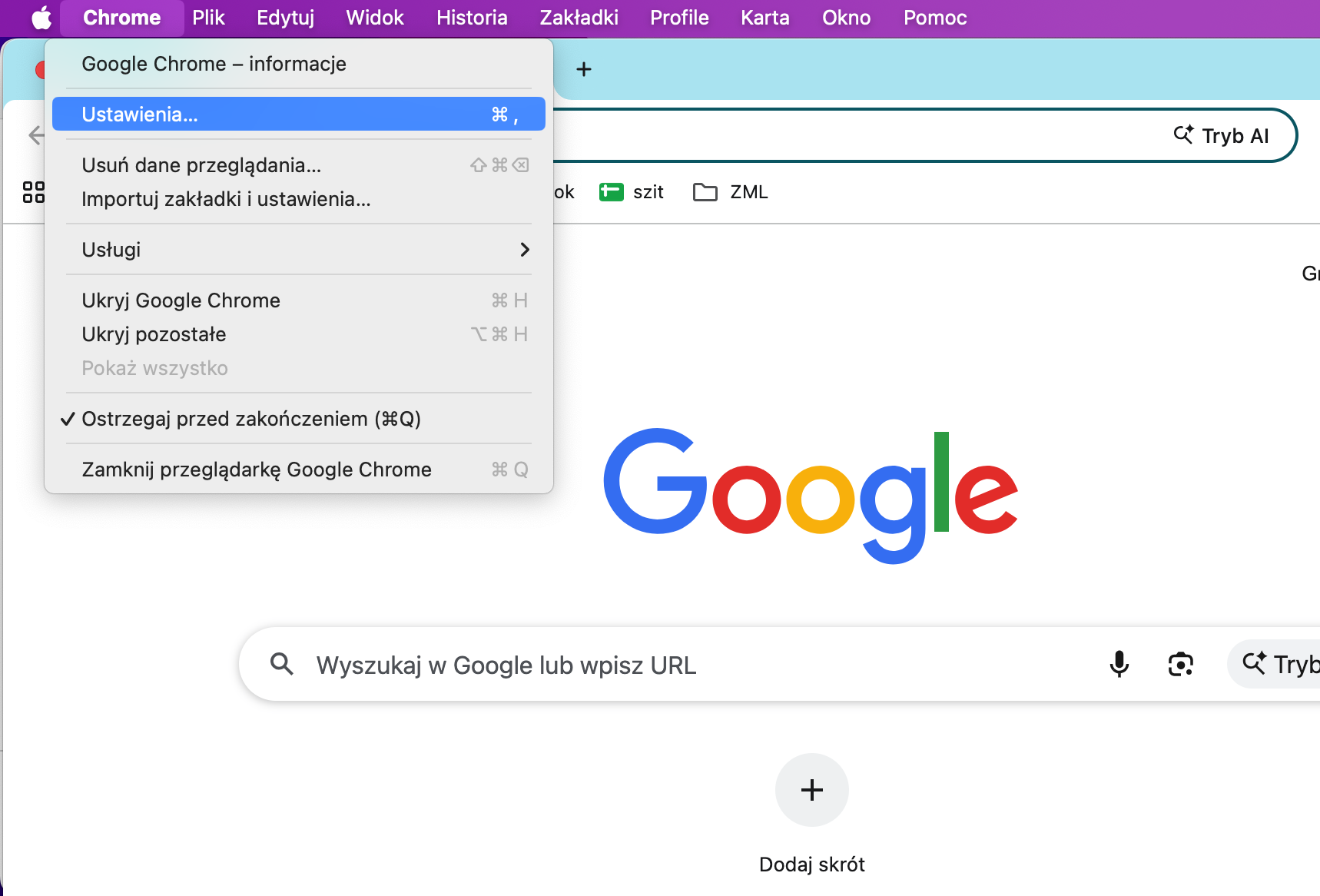 Aby mieć absolutną pewność, że wszystko jest w porządku, przejdź do ustawień Chrome, gdzie możesz sprawdzić, dokąd dokładnie kieruje przycisk strony głównej.